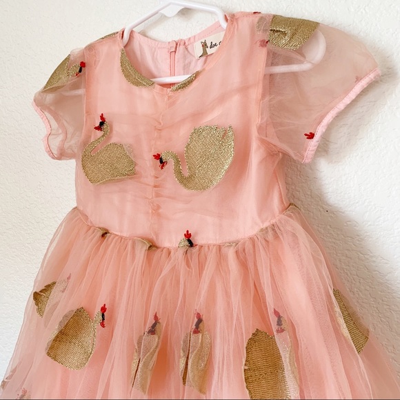 Doe a Dear Pink Dress with Swan Overlay, size 3T - Picture 3 of 5
